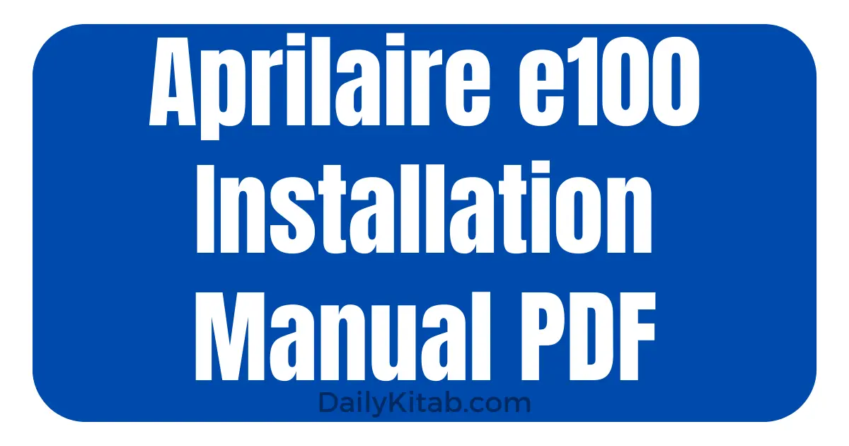 Aprilaire e100 Installation Manual PDF (Download)