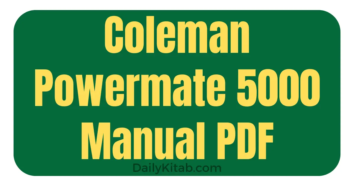 Coleman Powermate 5000 Manual PDF (Download)