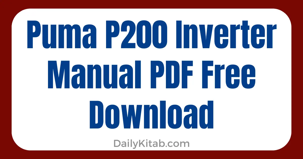 Puma P200 Inverter Manual PDF Free Download